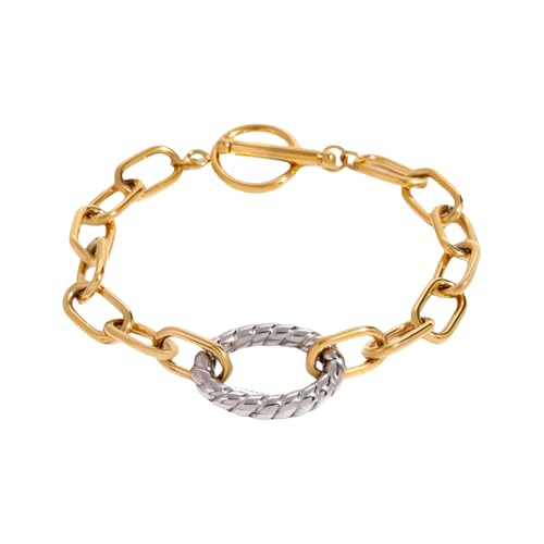 KAHDGSS Eleganter Edelstahl Texturschmuckset Mit Runden Streifen Designs Umfasst Halskettenohrringe Und Armband Wasserdichte Schmuck Für Frauen von KAHDGSS