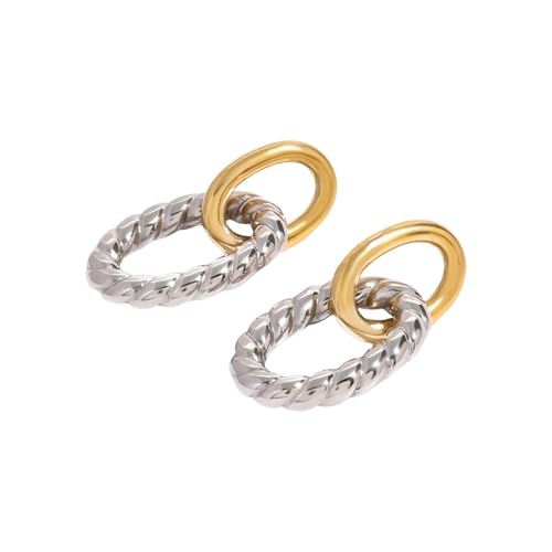 KAHDGSS Eleganter Edelstahl Texturschmuckset Mit Runden Streifen Designs Umfasst Halskettenohrringe Und Armband Wasserdichte Schmuck Für Frauen von KAHDGSS