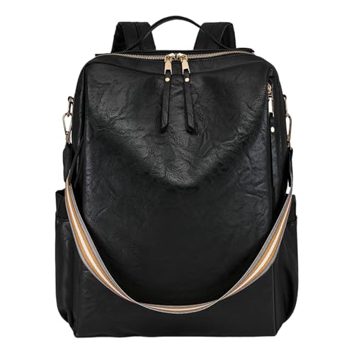 KAHDGSS Eleganter Frauen Freizeit Rucksack Mit Geräumiger Innenräume PU Lederschule Für Und Student Pendler Rucksack Geeignet von KAHDGSS