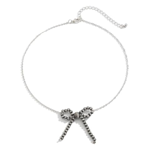 KAHDGSS Elegantes Bogenknoten Anhänger Halskettenarmband Set Verstellbarer Kristallperlenkragen Für Frauen Und Mädchen Mode Schmuck Verstellbare Kragen Halskette von KAHDGSS