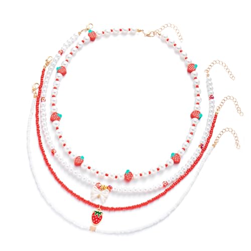 KAHDGSS Erdbeerperlen Halsketten Zarte Handwerkskunst Bequem Zum Tragen Von Armband Robuster Und Stilvoller Hals Accessoire Freizeit von KAHDGSS