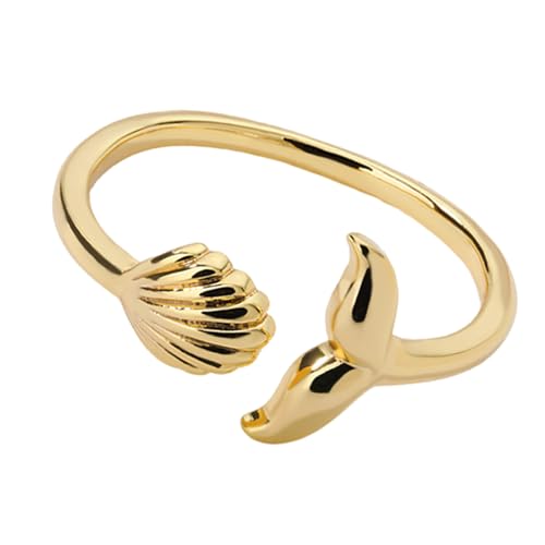 KAHDGSS Eröffnung Finger Ringe Verstellbare Ringe Wale Schwanzform Fingerschmuck Metall Textur Geeignet Für Modeliebhaber Präsentieren Datum Schmuck Schmuck von KAHDGSS