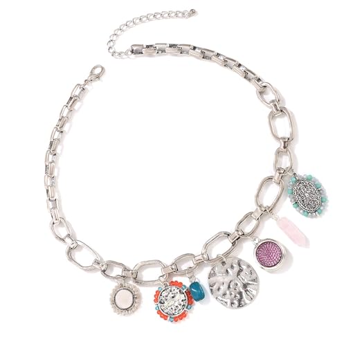 KAHDGSS Frauen Goldcharme Halskette Mit Papierklammerkette Und Einzigartigem Charme Wie Herzstiefel Und Muscheln Für Elegante Look Mode Halskette von KAHDGSS