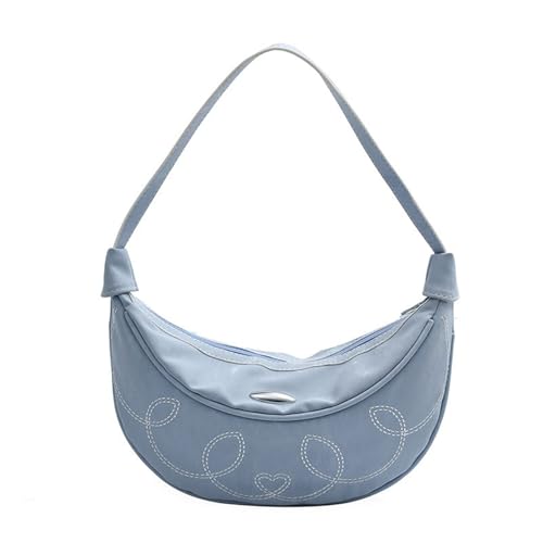 KAHDGSS Frauen Mondform Handtasche Mit Nähen Herzmuster Elegante PU Leder Unterarmtasche Schultertasche Für Dating Und Arbeit Umhängetasche von KAHDGSS