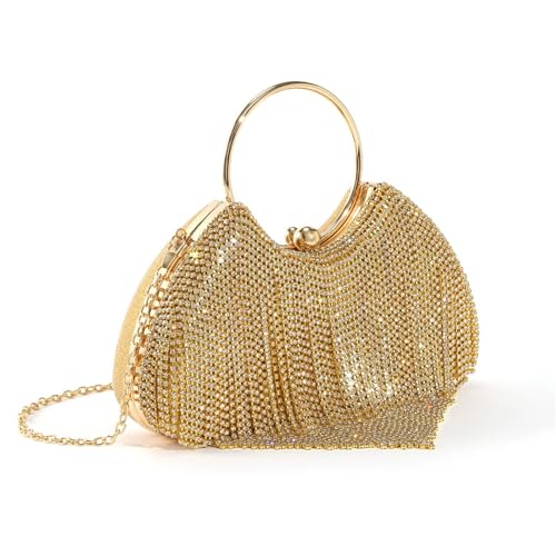 KAHDGSS Frauen Quasten Umhängetasche Clutches Geldbörse Strasssteine Abendkettenriemen Crossbody Handtasche Für Prom Frauen Schulter Strasssteine Quasten Clutches Tasche Für Bankett von KAHDGSS