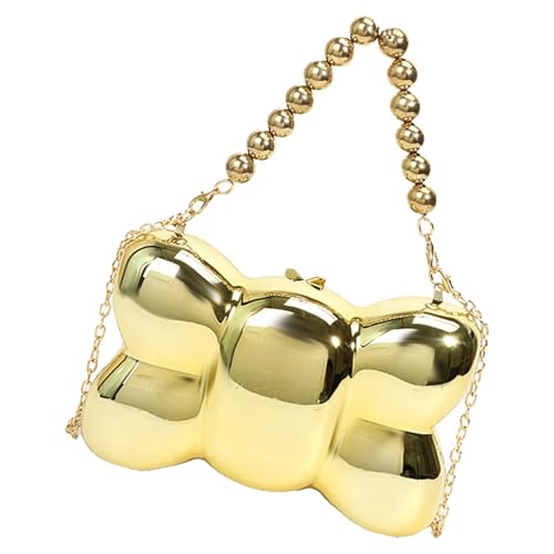KAHDGSS Frauen Schmetterlingsdesigns Acrylbeutel Schulter CRSSBody Taschen Elegante Abend Geldbeutel Mit Kette Für Partys Und Daten Goldene Kettenumziehungsbeutel von KAHDGSS