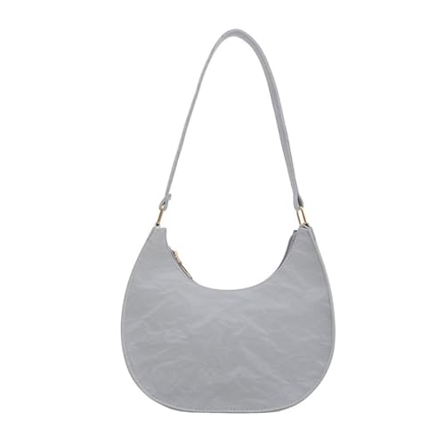 KAHDGSS Frauen Vintage Unterarmtasche PU Leder Mond Form Umhängetasche Geldbeutel Elegant Lässige Einfarbige Farbe Reißverschluss Handtasche Reißverschluss Handtasche von KAHDGSS