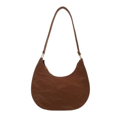 KAHDGSS Frauen Vintage Unterarmtasche PU Leder Mond Form Umhängetasche Geldbeutel Elegant Lässige Einfarbige Farbe Reißverschluss Handtasche Reißverschluss Handtasche von KAHDGSS