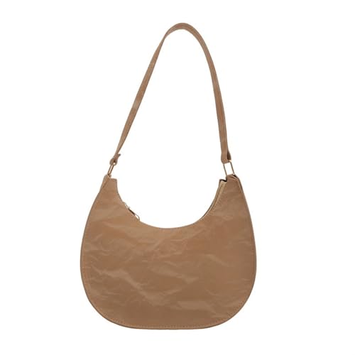 KAHDGSS Frauen Vintage Unterarmtasche PU Leder Mond Form Umhängetasche Geldbeutel Elegant Lässige Einfarbige Farbe Reißverschluss Handtasche Reißverschluss Handtasche von KAHDGSS