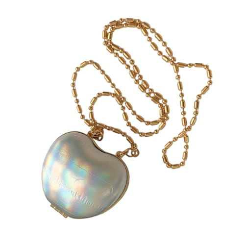 KAHDGSS Glitzernde Herzförmige Abendessenbeutel Mit Metallkettenschultertasche Satchel Für Frauen Lippenstift Aufbewahrungsbeutel Glitzertasche von KAHDGSS