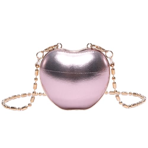 KAHDGSS Glitzernde Herzförmige Abendessenbeutel Mit Metallkettenschultertasche Satchel Für Frauen Lippenstift Aufbewahrungsbeutel Glitzertasche von KAHDGSS