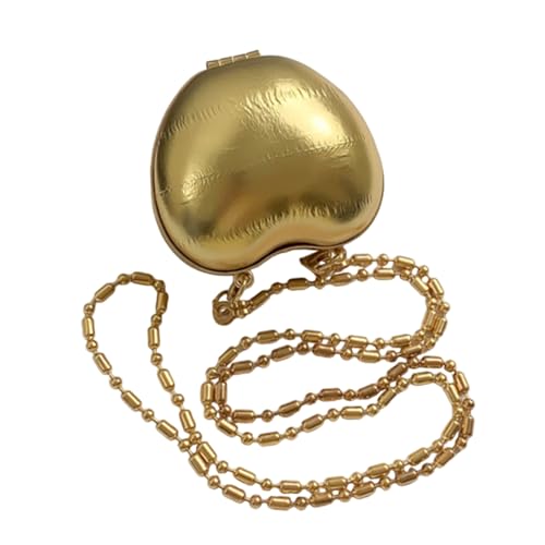 KAHDGSS Glitzernde Herzförmige Abendessenbeutel Mit Metallkettenschultertasche Satchel Für Frauen Lippenstift Aufbewahrungsbeutel Glitzertasche von KAHDGSS