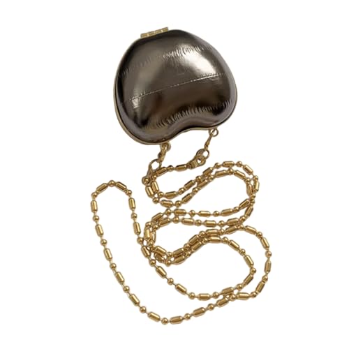 KAHDGSS Glitzernde Herzförmige Abendessenbeutel Mit Metallkettenschultertasche Satchel Für Frauen Lippenstift Aufbewahrungsbeutel Glitzertasche von KAHDGSS