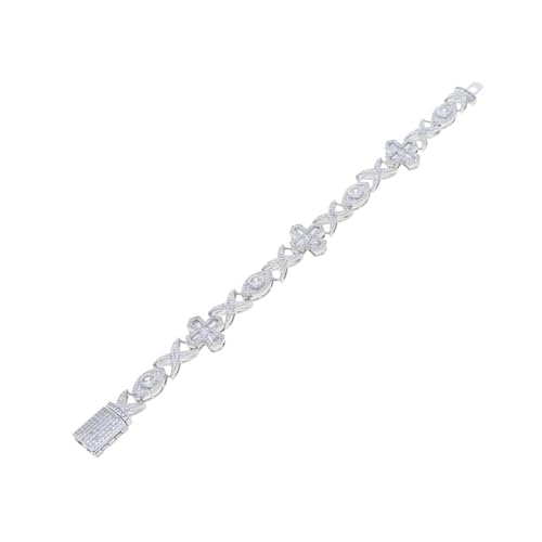 KAHDGSS Gold/Silber Plattierter Männerarmbandschmuck Gold Rhodium Plattiert Kubanisches Kettenarmband Mit Funkelnden Zirkonverzierung Böse Augen Schmuck Set von KAHDGSS