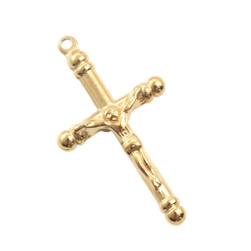 KAHDGSS Gold Plattiert Edelstahl Religiöser Kruzifix Anhänger Für Männer Wasserdichte Halskette Charme Schmuckstück Edelstahl Kruzifix Anhänger von KAHDGSS