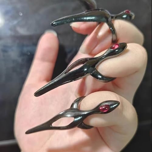 KAHDGSS Gothic Punk Dark Verstellbare Legierungsfingerspitzen Accessoire Für Subkulturen Enthusiasten Und Cosplay Event Alternative Stilring von KAHDGSS