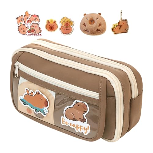 KAHDGSS Große Leinwand Bleistiftkoffer 9 Fächer Große Kapazitätsstiftbeutel Tragbarer Organizer Bag Travel Make Up Canvas von KAHDGSS