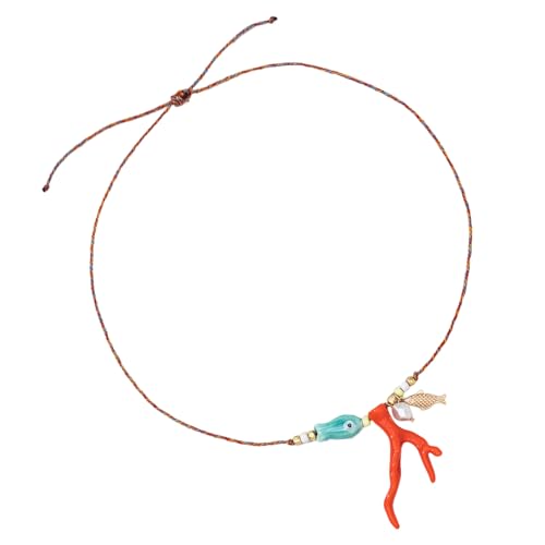 KAHDGSS Handgefertigte Keramikkorallen Anhänger Halskette Elegante Wasserdichte Einstellbare Schlüsselbeutel Kette Casual Party Schmuck Zubehör Korallen Keramik Halskette von KAHDGSS