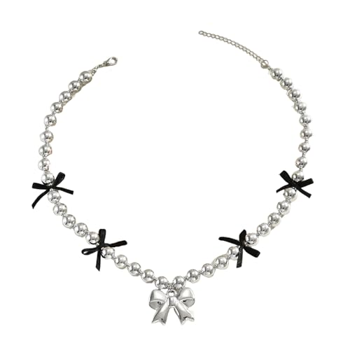 KAHDGSS Handgefertigte Perle Und Bandkette Mit Einem Süßen Bowknotakzent Tragbaren Accessoire Für Tägliche Verschleiß Oder Besondere Anlässe Party Accessoire Halskette von KAHDGSS