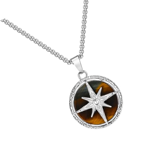 KAHDGSS Herren Symbolische Runde Halskette Edelstahl Spiritueller Schmuckketten Accessoires Pullover Halskette Für Modeliebhaber Edelstahl Anhänger Schmuck Schmuck von KAHDGSS