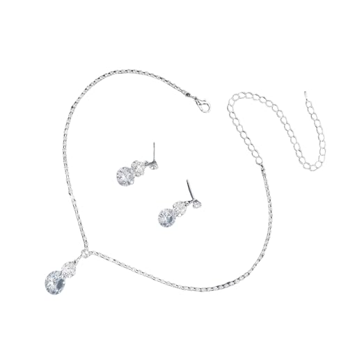 KAHDGSS Hochzeitsschmuck Set Mit Klaren Strasssteinen Stilvolle Kristallkette Und Ohrringe Accessoire Für Elegante Abendkleidung Brauthochzeitszubehör von KAHDGSS