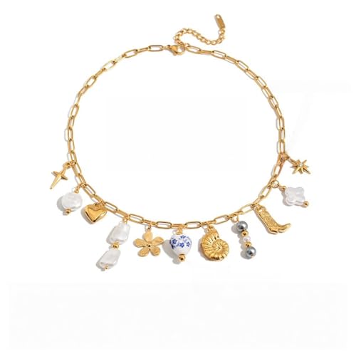 KAHDGSS Keramikschmuckohrringe/Halskette Mit Edelstahlkette Vielseitiges Accessoire Für Lässige Und Formelle Anlässe Stilvoller Edelstahlkettenkette Halskette von KAHDGSS