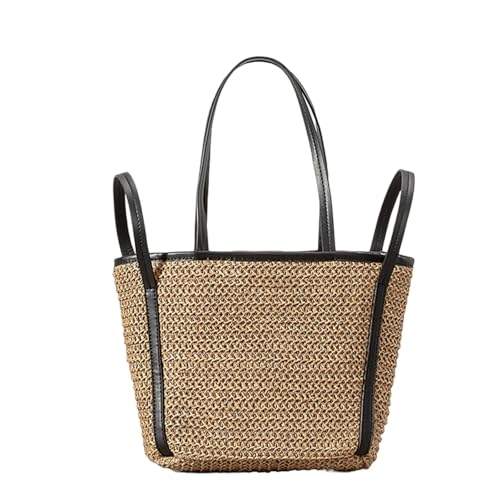 KAHDGSS Kontrastfarben Gewebte Tasche Mit Geräumigen Innenumhängungsbeuteln Casual Eimer Tasche Für Urlaubsstile Und Picknicks Freien Gewebte Umhängetasche von KAHDGSS