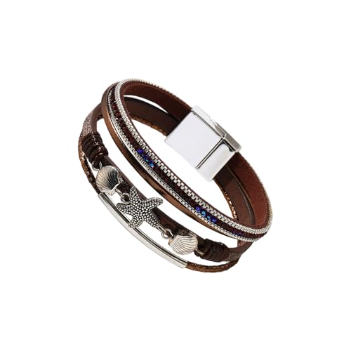 KAHDGSS Leichte Synthetische Leder Sea Star Shell Armband Schmuck Für Frauen Beach Pool Party Accessoires Trendy Seesternschmuck Für Frauen von KAHDGSS