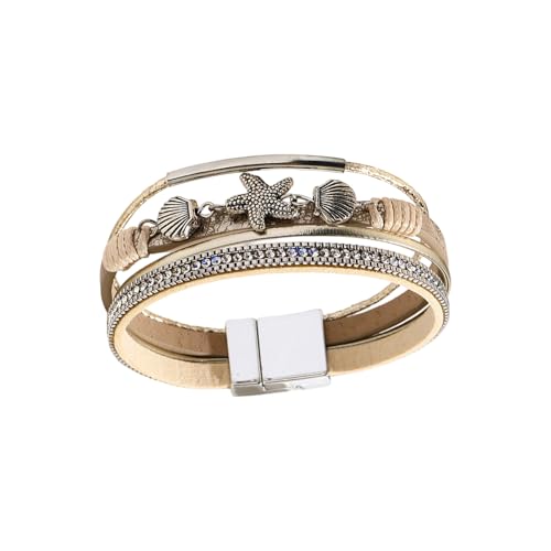 KAHDGSS Leichte Synthetische Leder Sea Star Shell Armband Schmuck Für Frauen Beach Pool Party Accessoires Trendy Seesternschmuck Für Frauen von KAHDGSS