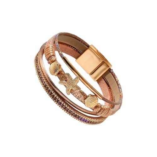 KAHDGSS Leichte Synthetische Leder Sea Star Shell Armband Schmuck Für Frauen Beach Pool Party Accessoires Trendy Seesternschmuck Für Frauen von KAHDGSS