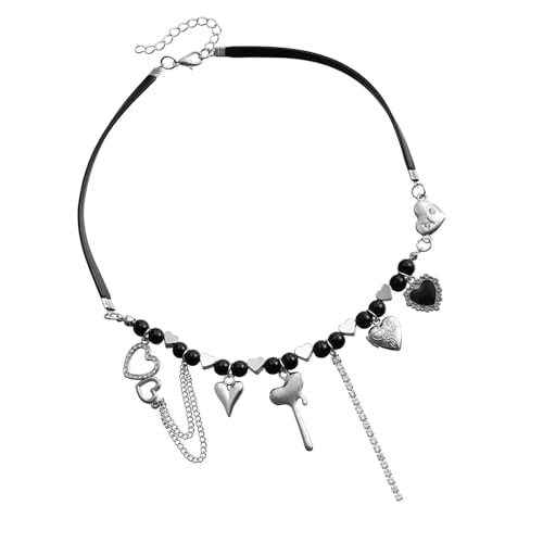 KAHDGSS Love Charm Quasten Halskette Stylish Perlen Schlüsselbeutel Kette Einstellbare Länge Neckkette Vielseitige Accessoire Für Damen Tassels Anhänger von KAHDGSS
