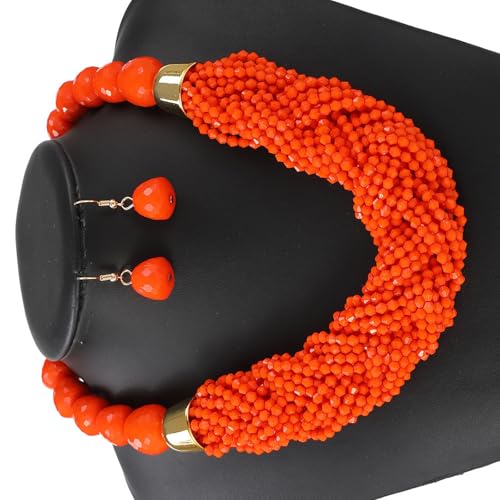 KAHDGSS Mehrschichtige Plastikperlenschmuck Set Verstellbarer Halskette Mit Ohrringen Für Empfindliche Haut Freizeitbomus Böhmische Schicht Perlen Halskette Ohrringe von KAHDGSS
