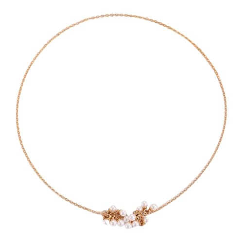 KAHDGSS Metallhalskoker Imitation Perlen Halskette Für Frauen Fischgrätenkette Necchain Stylish Statement Hochzeit Schmuck Geschenk Tropfen Halskette von KAHDGSS