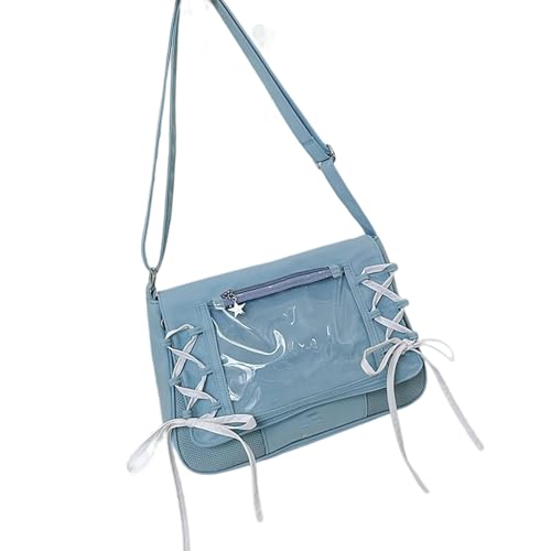KAHDGSS Mode Durchscheinende Umhängetasche Mit Schwarzem Ribbon Geräumige Innenverkäufer Taschen Unisex Design Übergroße Klare Cosplay Tasche Mit Banddetail von KAHDGSS