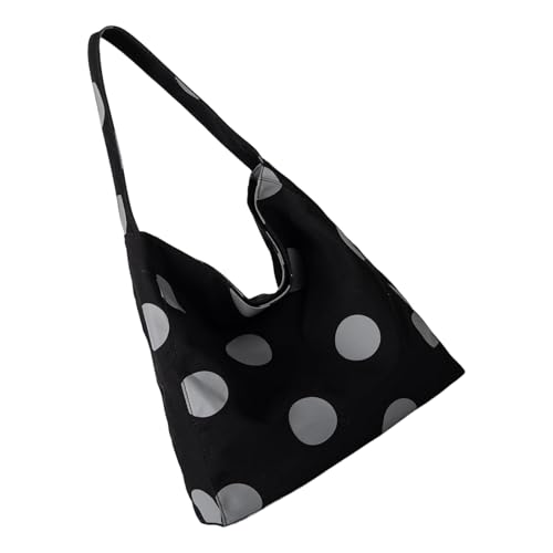 KAHDGSS Mode Punktdesign Achselgrundstück Räumlich Geräumiger Leinwandtasche Leichte Schultertasche Für Tägliche Büro Essentielles Leichtes Leinwand Umhängetasche von KAHDGSS