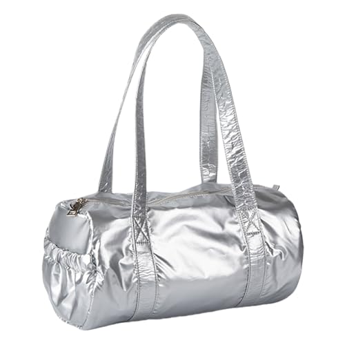 KAHDGSS Mode Runde Röhrchenhand Handtasche Casual Nylon Umhängetasche Damen Feste Farbzylinder Achselbeutel Geldbörse Für Tägliche Verwendung Multifunktionaler Speichertange von KAHDGSS