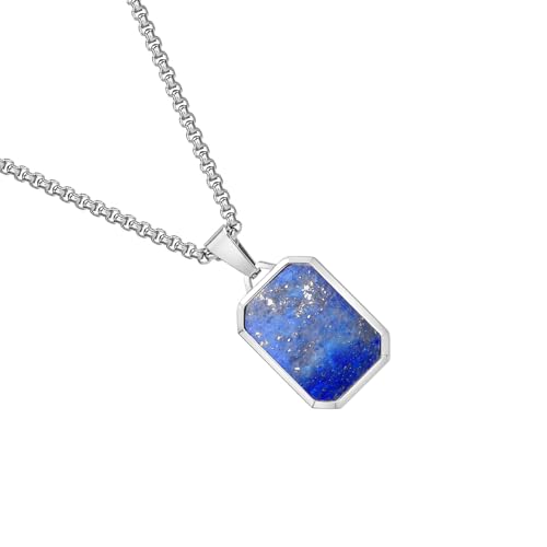 KAHDGSS Moderne Halskette Edelstahl Herren Halskette Geometrische Rechteckige Anhänger Halsschmuck Geeignet Für Den Täglichen Verschleiß Edelstahl Anhängerkette von KAHDGSS