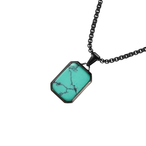 KAHDGSS Moderne Halskette Edelstahl Herren Halskette Geometrische Rechteckige Anhänger Halsschmuck Geeignet Für Den Täglichen Verschleiß Edelstahl Anhängerkette von KAHDGSS