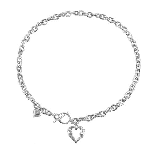 KAHDGSS Moderne Herzkette Mit Großer Kettenallergie Resistenter Aluminiumlegierung Halskette Mit Herzanhänger Für Sammelhäuser Aluminiumlegierung Schmuck von KAHDGSS