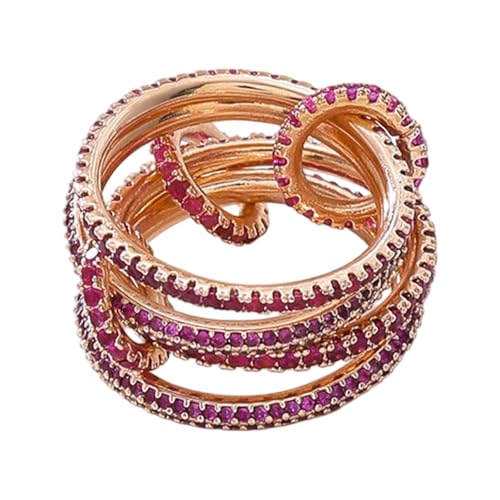 KAHDGSS Moderne Stapelbare Roségold Schmuck Für Frauen Farbenfrohe Kubikzirkonia Ringe Für Party Handgefertigtes Fingerzubehör Kubische Zirkonia Ringe von KAHDGSS