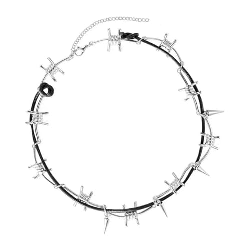 KAHDGSS Modische Dornen-Choker-Halskette und Set, Zubehör, tragbar, Unisex, mit Karbonstahl-Legierung, Gothic-Dornen-Schmuck von KAHDGSS