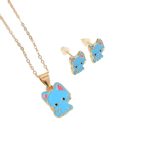 KAHDGSS Modisches Katzen-Halskette und Ohrstecker-Set mit einem unverwechselbaren Look, geeignet für verschiedene Veranstaltungen und den täglichen Gebrauch, stilvolles Party-Zubehör, Einheitsgröße von KAHDGSS