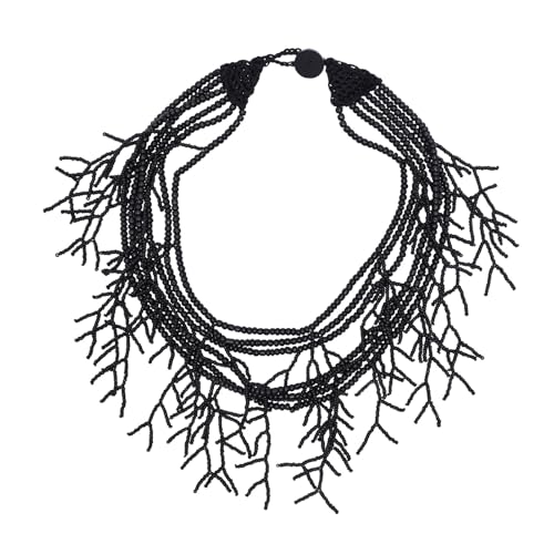 KAHDGSS Multi Layer Perlen Halsketten Halskette Stylish Minimalist Design Ethnisch Inspiriertes Stilvolles Plastikschmuck Geschenk Für Ihre Ethnische Multilayer Halskette von KAHDGSS