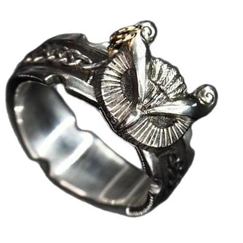 KAHDGSS Owl Statement Rings Handgefertigtes Einstellbares Kupferband Mit Retro Punk Ästhetischer Kupfer Owl Schmuck von KAHDGSS