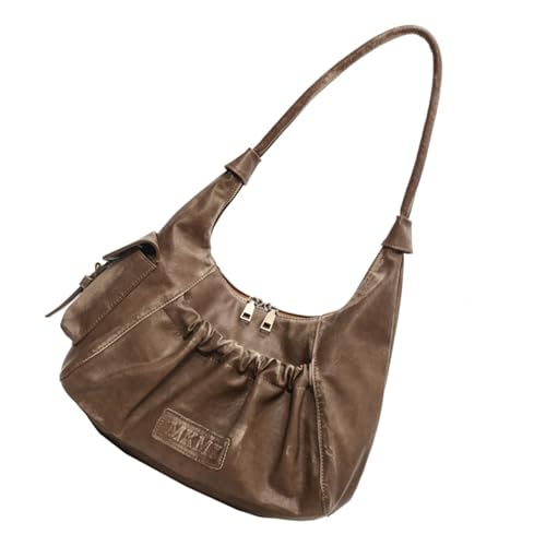 KAHDGSS PU Leder Umhängetasche Für Frauen Retro Achselhilfe Handtasche Und Geldbörsen Mode Unterarmig Weibliche Faltenknödel Frauen PU Leder Handtasche Dumplings Retro Schulter Weibliche Achselhöhle von KAHDGSS