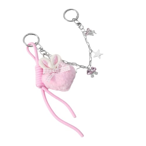 KAHDGSS Plüsch Pompoms Bag Charme Schöner Herz Schlüsselbund Geflochten von KAHDGSS