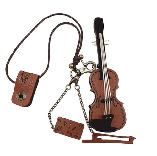 KAHDGSS Raffinierte Geigenkeyrings Exquisite PU Leder Violine Schlüsselbund Für Musikleidenschaft Und Trendsetter von KAHDGSS
