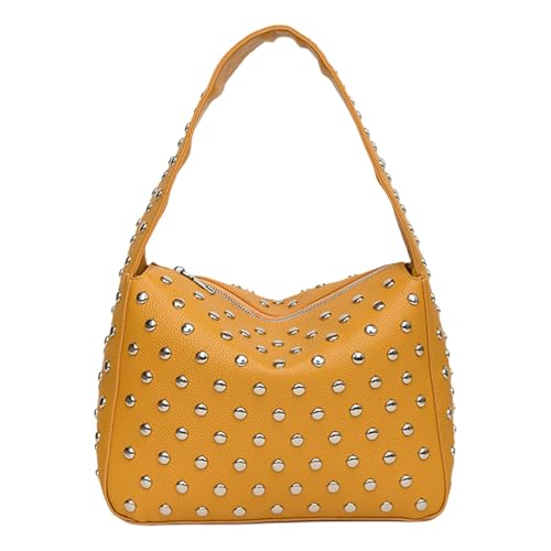 KAHDGSS Retro Punk Stile Kleine Besetzte Umhängetasche PU Leder Geldbeutel Für Stilvolle Frauen Kleine Handtasche Single Gurt Unterarm Beutel PU Leder Handtasche von KAHDGSS