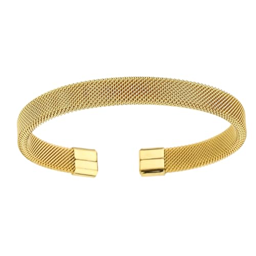 KAHDGSS Schlankes Edelstahl C Form Armband Mit Atmungsaktivem Netzdesign Trendy Unisex C Form Armreifenschmuck Für Erwachsene Einstellbares Netz Offenes Armband Für Frauen von KAHDGSS