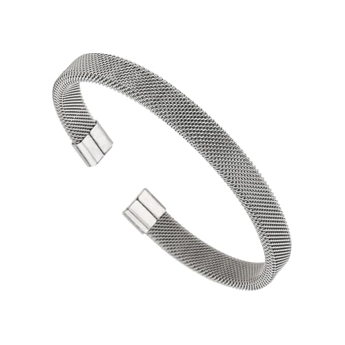 KAHDGSS Schlankes Edelstahl C Form Armband Mit Atmungsaktivem Netzdesign Trendy Unisex C Form Armreifenschmuck Für Erwachsene Einstellbares Netz Offenes Armband Für Frauen von KAHDGSS